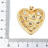 Rack Plating Heart Brass Micro Pave Clear Cubic Zirconia Pendants KK-P287-37G-3