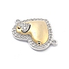 Rack Plating Brass Clear Cubic Zirconia Wing Heart Connector Charms KK-Q017-32G-2