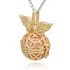 Golden Tone Brass Hollow Round Cage Pendants KK-J233-07G-2