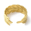 PVD Vacuum Plating 201 Stainless Steel Feather Open Cuff Rings for Women RJEW-C092-26G-3