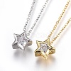 304 Stainless Steel Brass Cubic Zirconia Pendant Necklaces NJEW-O108-13-1
