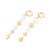 Brass ABS Plastic Pearl Tassel Hoop Earrings EJEW-U040-12G-4