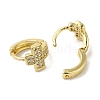 Brass Pave Clear Cubic Zirconia Huggie Hoop Earrings for Women EJEW-C097-12G-05-2