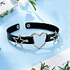 Punk Rock Style Alloy Star Heart Link Imitation Leather Chocker Necklaces NJEW-WH20004-20A-3