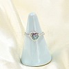 Rhodium Plated 925 Sterling Silver Moissanite Adjustable Rings for Women RJEW-U038-13P-03-1