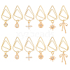 12Pcs 6 Style Flower/Snowflake/Bowknot Brass Micro Cubic Zirconia Charm Bookmarks AJEW-AB00184-1