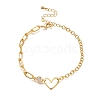 Heart Brass Micro Pave Clear Cubic Zirconia Cable Chain Bracelets For Women Girl BJEW-L696-011G-1