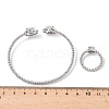 Teardrop Brass Micro Pave Cubic Zirconia Cuff Bangles & Rings Sets for Women SJEW-R002-04P-01-5