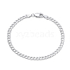 Rhodium Plated 925 Sterling Silver Curb Chain Bracelets BJEW-I314-007C-P-1