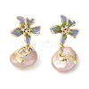 Natural Pearl Dangle Earrings EJEW-L286-13G-1