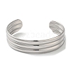 Titanium Steel Grooved Open Cuff Bangles for Women BJEW-G719-22P-2