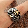 Two Tone Skull Head Men's Titanium Steel Finger Ring PW-WG11803-02-3