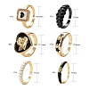 6Pcs 6 Style Golden Brass Cuff Rings RJEW-LS0001-04-3