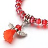 Angel Glass Beaded Acrylic Charm Bracelets BJEW-JB01795-02-2