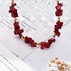 Nuggets Red Glass & Synthetic Non-magnetic Hematite Beaded Necklaces NJEW-U026-18G-4