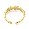 Rack Plating Brass Leaf Open Cuff Rings for Women RJEW-C081-06G-3