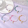 Handmade Shell Beaded Stretch Bracelets for Women BJEW-JB11403-1