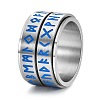 Viking Rune Titanium Steel Luminous Rotatable Finger Ring for Men PW-WG84A74-02-1