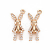 Rack Plating Brass Micro Pave Clear Cubic Zirconia Pendants KK-T060-42-RS-2