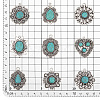   24Pcs 12 Styles Synthetic Turquoise Pendants PALLOY-PH0002-19-2