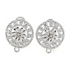 Hollow Flower Brass Micro Pave Cubic Zirconia Stud Earrings Finding KK-E083-12P-1