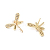 Rack Plating Brass Micro Pave Clear Cubic Zirconia Stud Earrings for Women EJEW-G311-05G-2