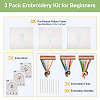3Pcs 3 Style Vase & Flower Pattern DIY Display Decoration Embroidery Beginner Kit DIY-TA0006-16-3