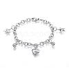 Tarnish Resistant 304 Stainless Steel Charm Bracelets BJEW-G544-24P-1