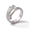 Non-Tarnish 304 Stainless Steel Ring Arowana Fish Wrap Open Cuff Ring for Women RJEW-C045-21P-1