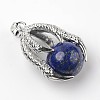 Eagle Claw Alloy Natural Lapis Lazuli Pendants G-L455-A17-2