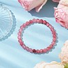 6.5mm Dyed Natural Green Jade Round Beaded Stretch Bracelets for Women BJEW-JB10844-02-2