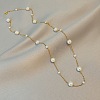 Stainless Steel & Imitation Pearl Round Link Chain Necklaces for Women WGE4439-01-1