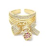 Rack Plating Brass Micro Pave Cubic Zirconia Open Cuff Rings RJEW-C076-08C-G-2