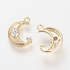 Brass Micro Pave Cubic Zirconia Charms KK-R058-015G-1