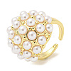 Rack Plating Brass Open Cuff Ring for Women RJEW-F157-01G-1