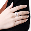 Romantic Valentine's Day Hollow Heart Brass Cubic Zirconia Finger Rings RJEW-BB01605-8S-5