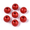 Spray Painted Round Natural Schima Wood Beads WOOD-A018-12mm-07-1