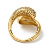 Rack Plating Teardrop Brass Micro Pave Clear Cubic Zirconia Cuff Rings for Women RJEW-H235-05G-3