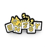 Funny Cat with Word Enjoy Enamel Pins JEWB-L018-04EB-02-1