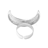 Textured Moon Alloy Open Cuff Rings LS-RJEW-U006-03P-4