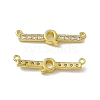 Rack Plating Brass Micro Pave Clear Cubic Zirconia Connector Charms KK-C007-37G-Q-2