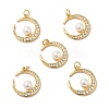 Rack Plating Brass Micro Pave Clear Cubic Zirconia Pendants KK-H431-08G-4