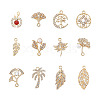 Crafans 24Pcs 12 Style Zinc Alloy Rhinestone Pendant FIND-CF0001-03-11