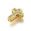 Brass Micro Pave Cubic Zirconia Beads KK-P295-21G-2