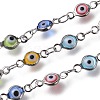 Handmade Evil Eye Lampwork Link Chains CHC-F009-01A-B-1