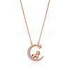 Chinese Zodiac Necklace Horse Necklace 925 Sterling Silver Rose Gold Horse on the Moon Pendant Charm Necklace Zircon Moon and Star Necklace Cute Animal Jewelry Gifts for Women JN1090G-1