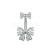 304 Stainless Steel Pave Clear Cubic Zirconia Curved Barbell Belly Rings FS-WG7A03F-03-1