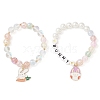 2Pcs 2 Style Easter Theme Glass & Shell Pearl Beaded Stretch Bracelets Set BJEW-TA00304-1
