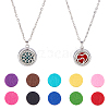 2 Sets Alloy Hollow Essential Oil Diffuser Perfume Locket Pendant 304 Stainless Steel Chain Necklaces NJEW-HS0001-22B-1