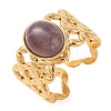 Oval Natural Amethyst Finger Rings RJEW-Z057-13G-03-1